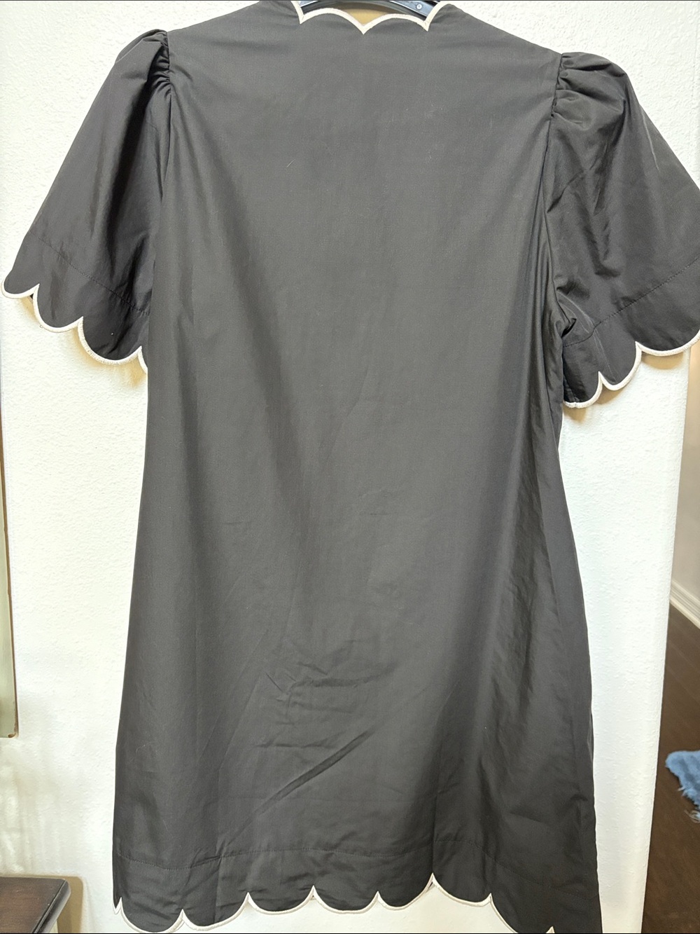 entro Black Mini Dress with White Scalloped Trim - Picture 6 of 7